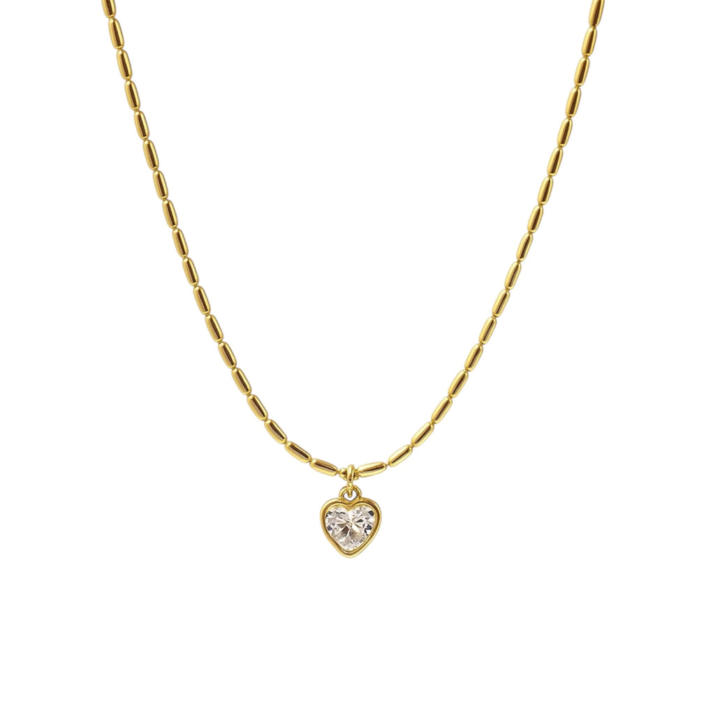 Minimal Kalp Detaylı Gümüş Kolye