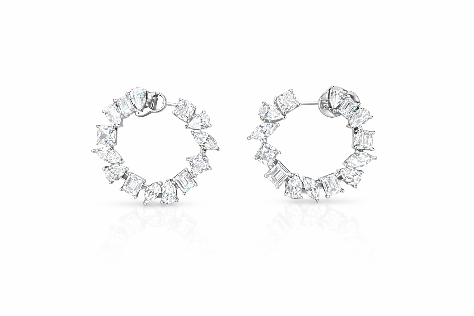 Brige Mix Taşlı Halka Gümüş Küpe