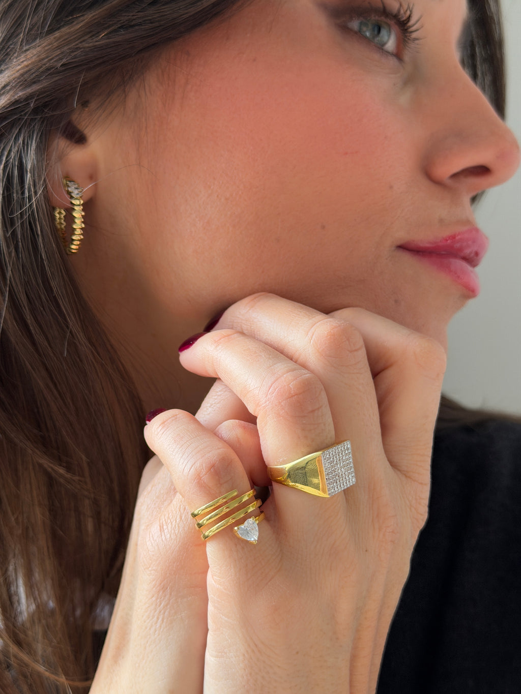 Kate Geometrik Altın Kaplama Yüzük