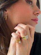 Kate Geometrik Altın Kaplama Yüzük