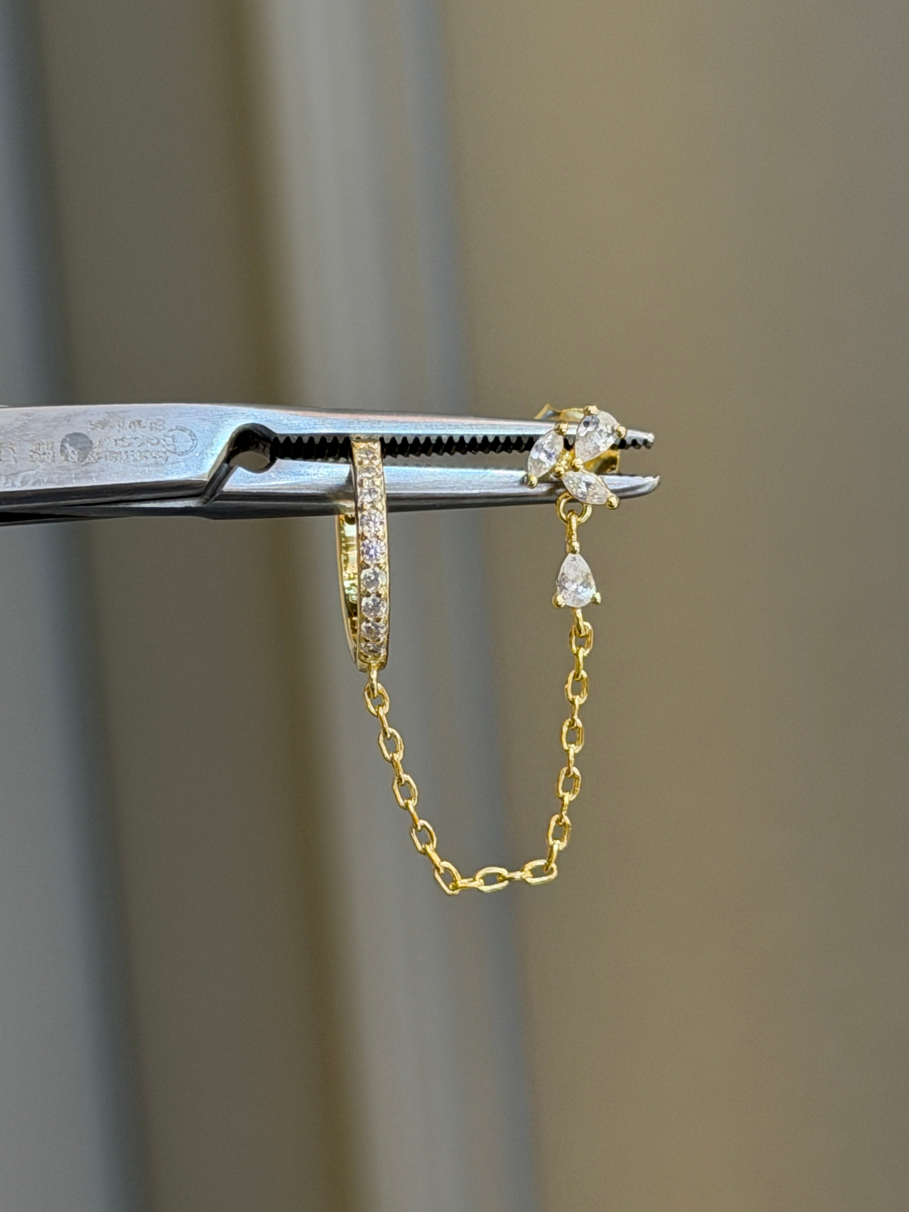 Lucca Markiz Taşlı Zincir detaylı Küpe