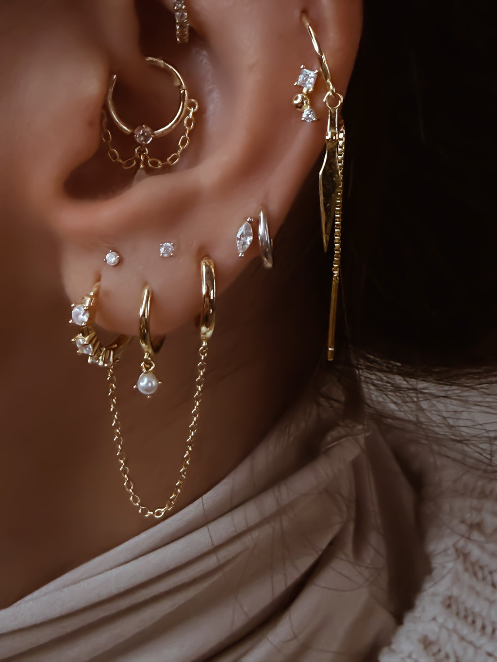 Lucca Mini İnci Gümüş Altın Kaplama Küpe