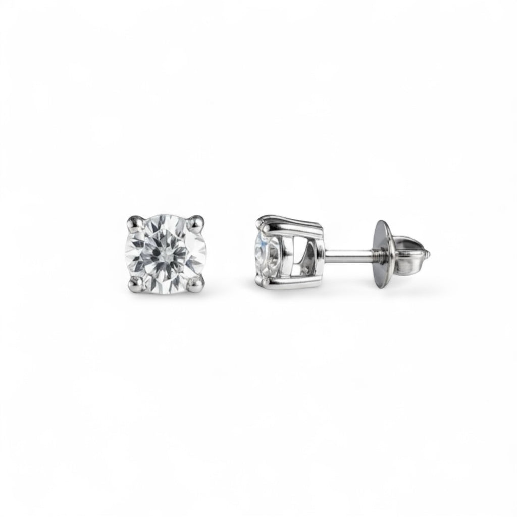 Mozanit  Yuvarlak Kesim 6 mm Tektaş Küpe