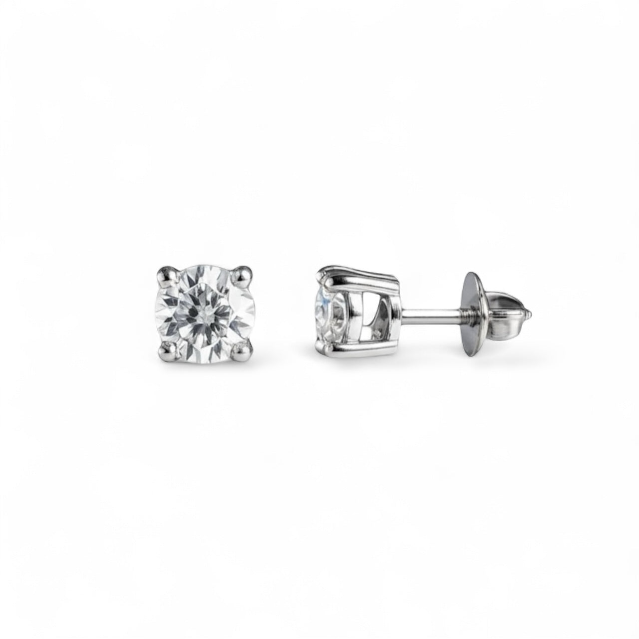 Mozanit  Yuvarlak Kesim 6 mm Tektaş Küpe