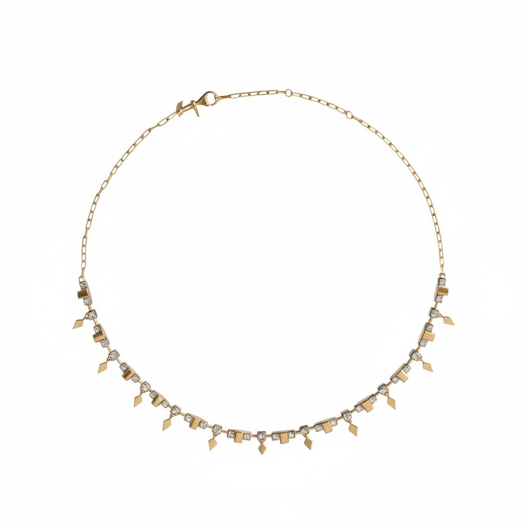 Lugo Altın Işıltılı sallantı detaylı 925 ayar gümüş Kolye