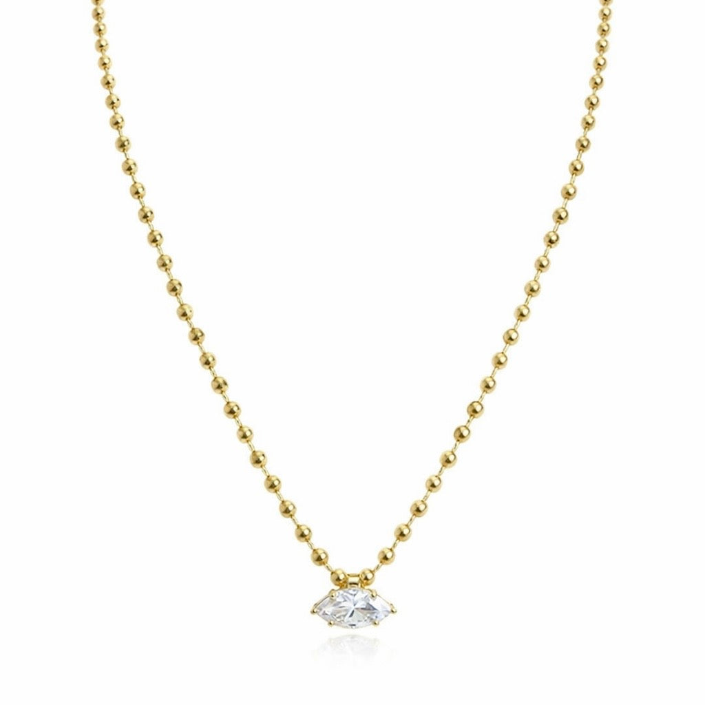 Lugo Markiz taşlı top zincir Gümüş Kolye