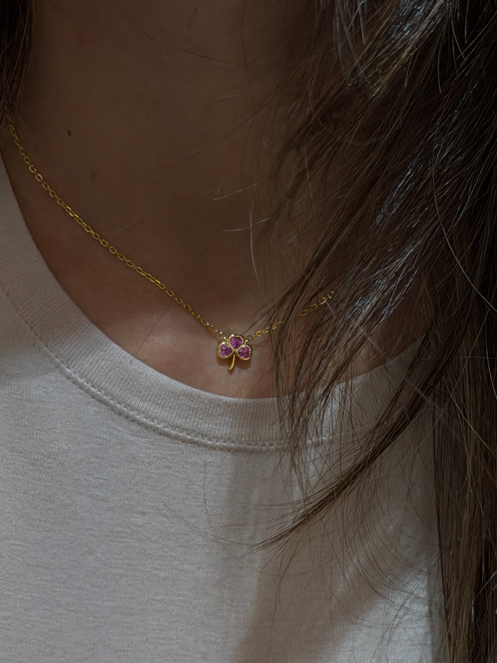 Lucca Minimal Yonca  Gümüş Kolye