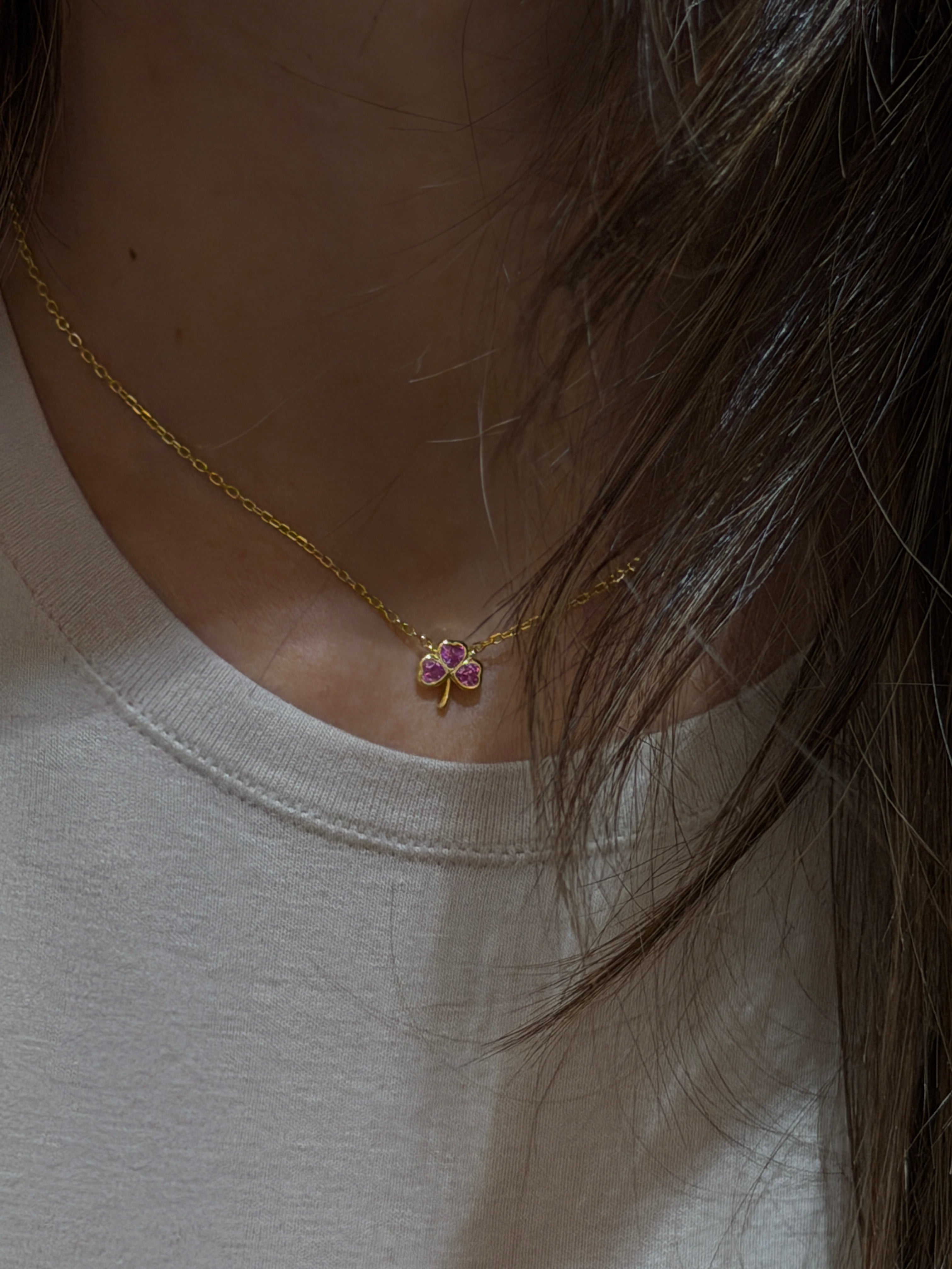 Lucca Minimal Yonca  Gümüş Kolye