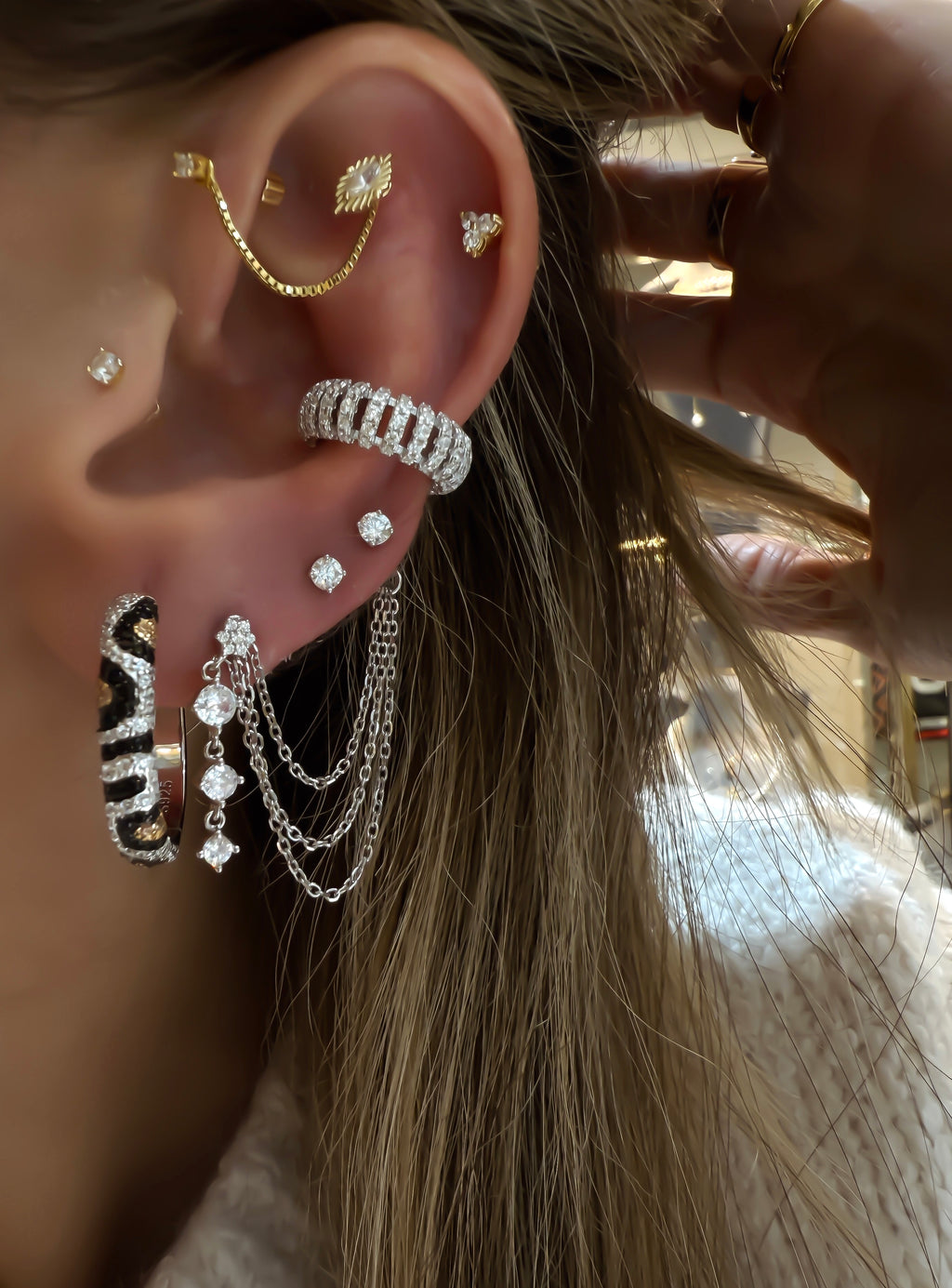 Lugo Animal Print Oval Küpe