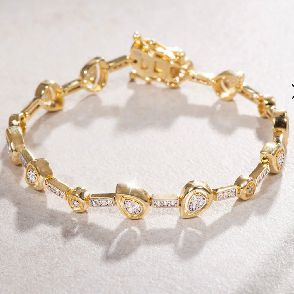 Carla Damla Kristal Taş Altın Kaplama Gümüş Bileklik