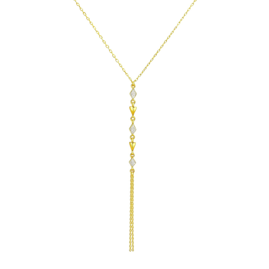 Minimal Karo Y Detaylı Gümüş Kolye