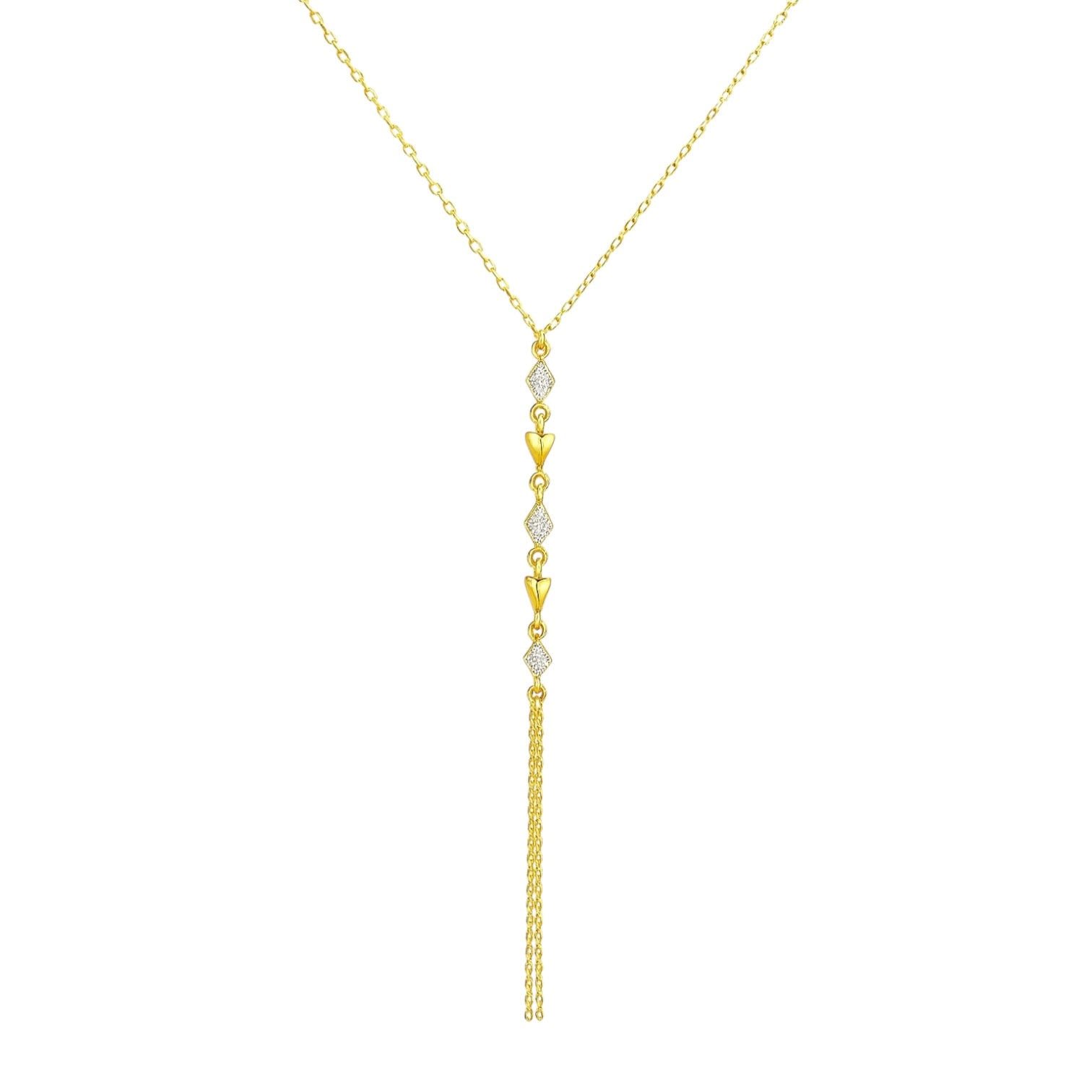 Minimal Karo Y Detaylı Gümüş Kolye