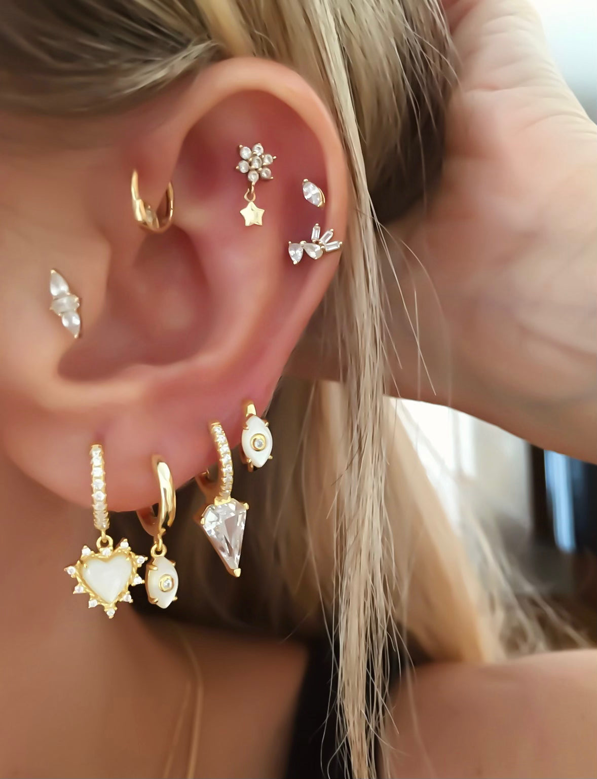 Lora Mother of Pearl Hugi Earrings