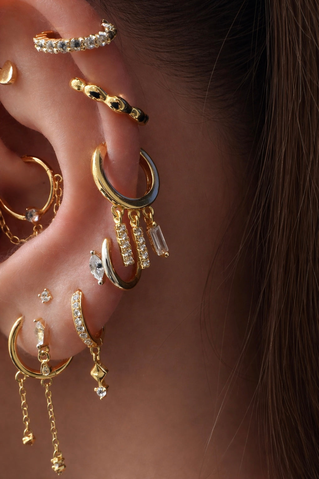 Leonie Minimal Çubuk detaylı Halka Gümüş Küpe