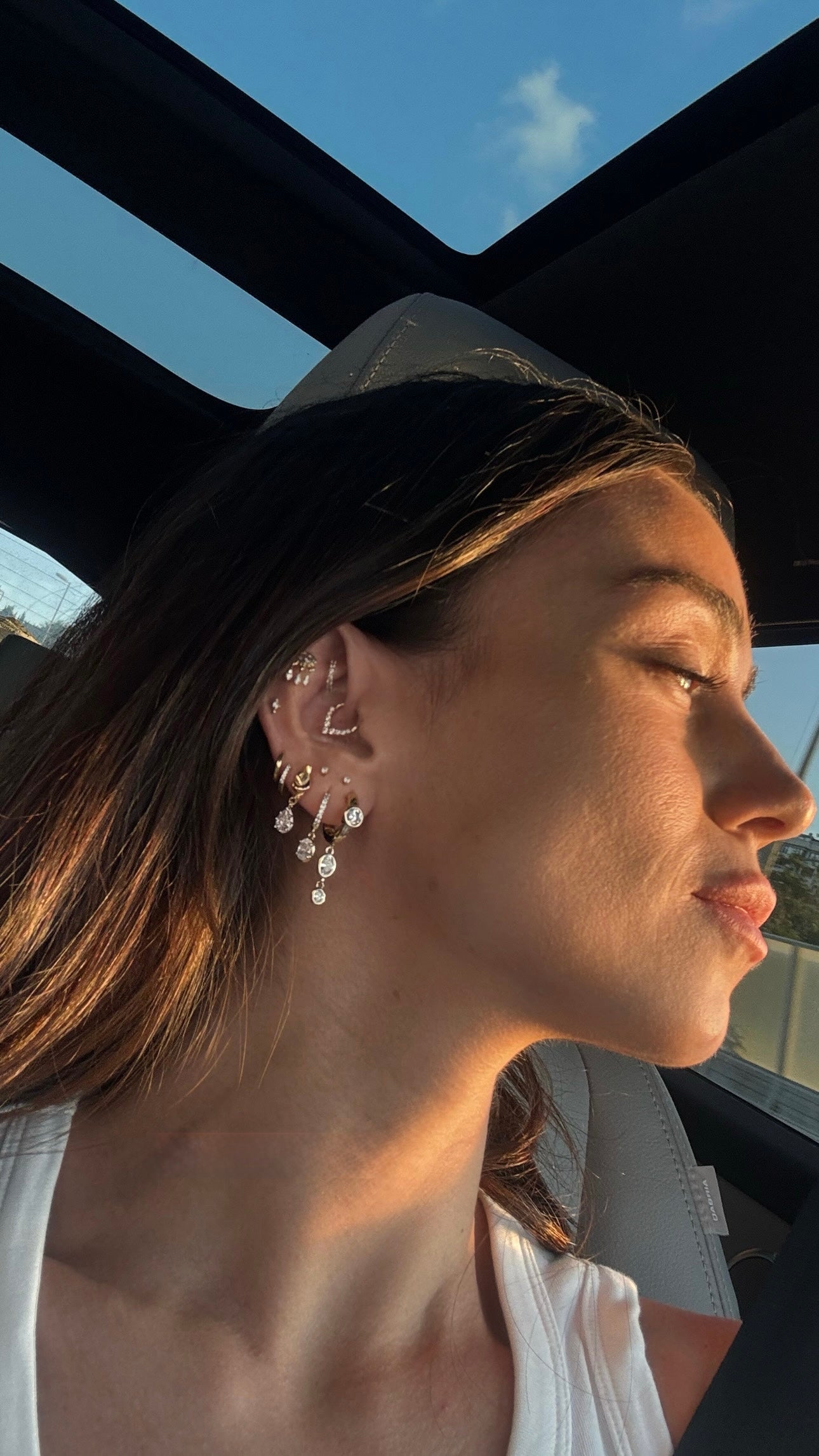 Loulou Bombe Oval Çift Taşlı Küpe