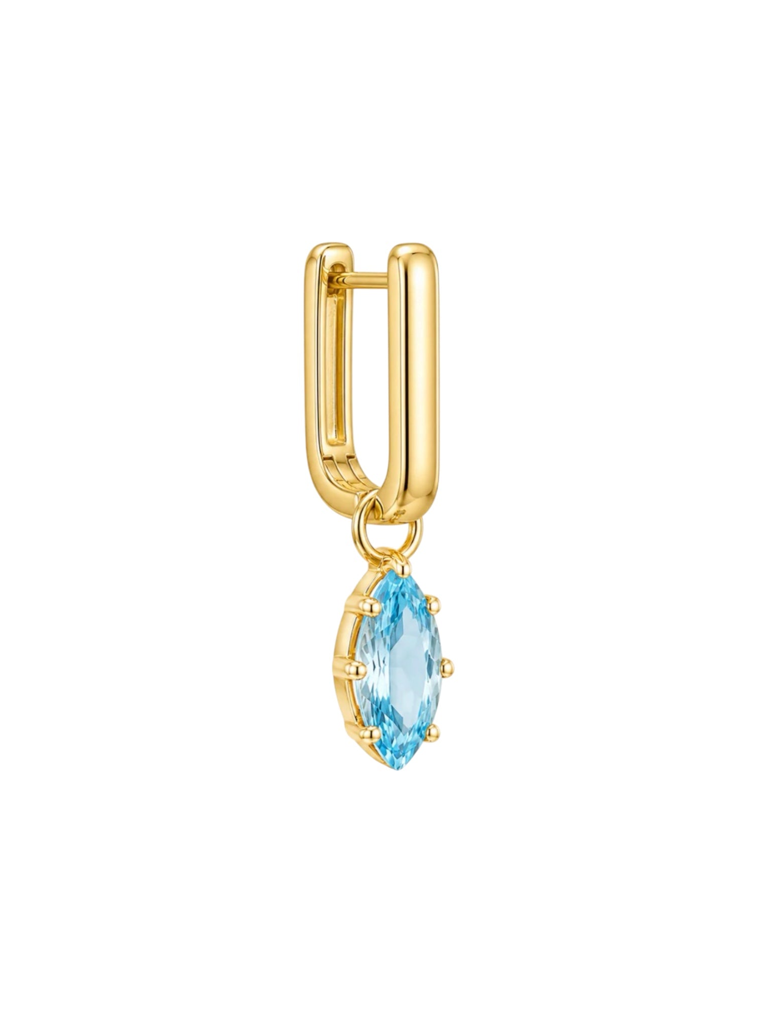 Gina Minimal Aqua Taşlı Halka Küpe