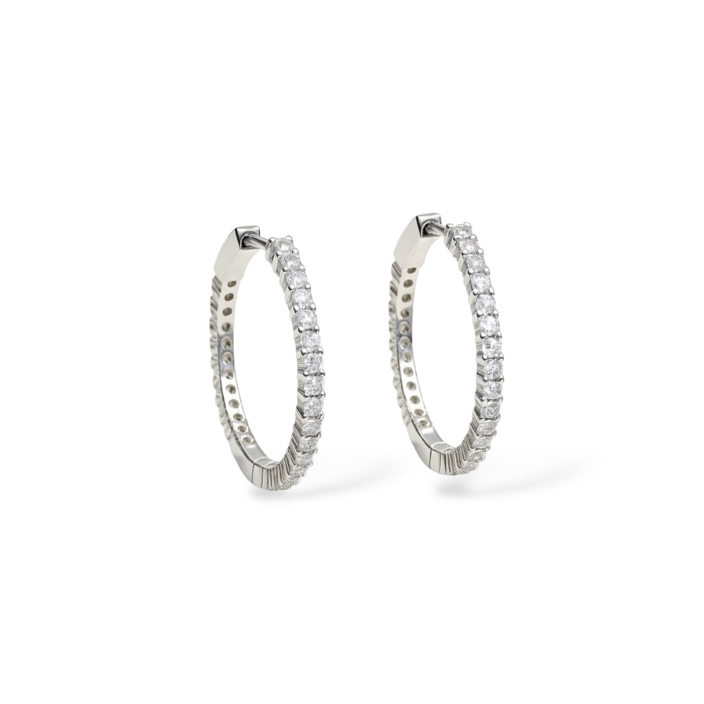 Taşlı Halka 3 cm Küpe