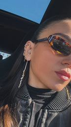 Lucca Mix Taşlı Altın kaplama Gümüş Küpe