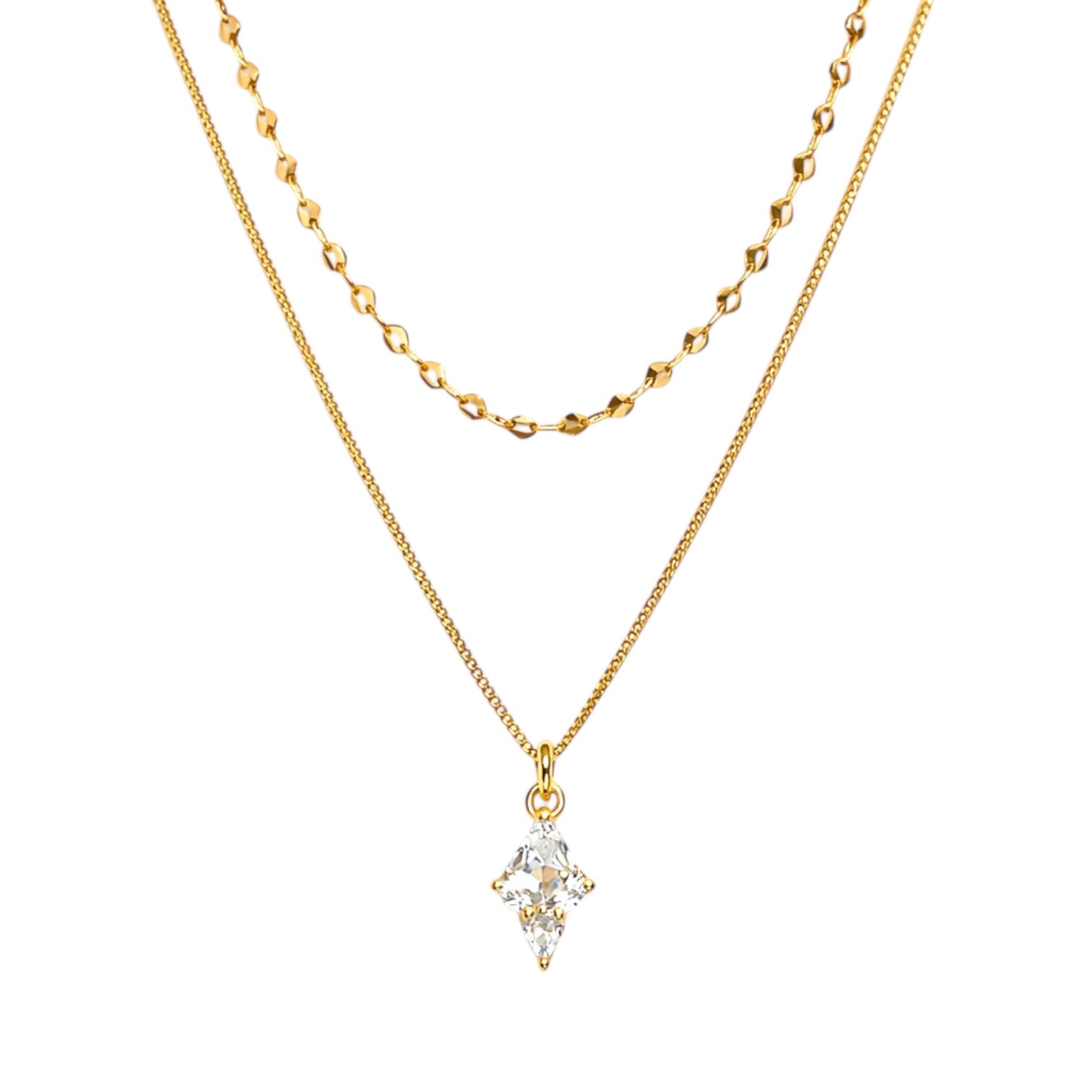 Minimal İkili Zincir Markiz Gümüş Kolye