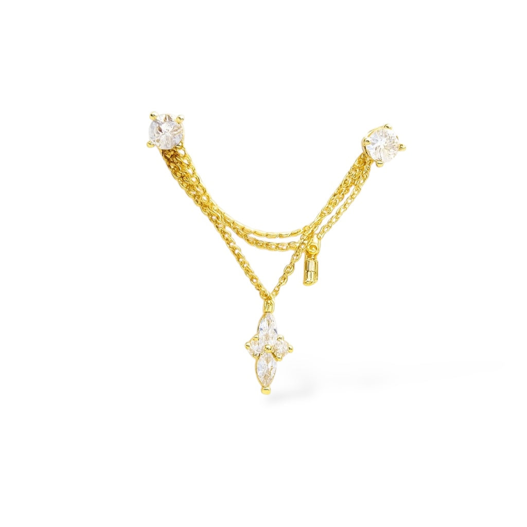 Carla Üç Zincirli Charmlı Küpe