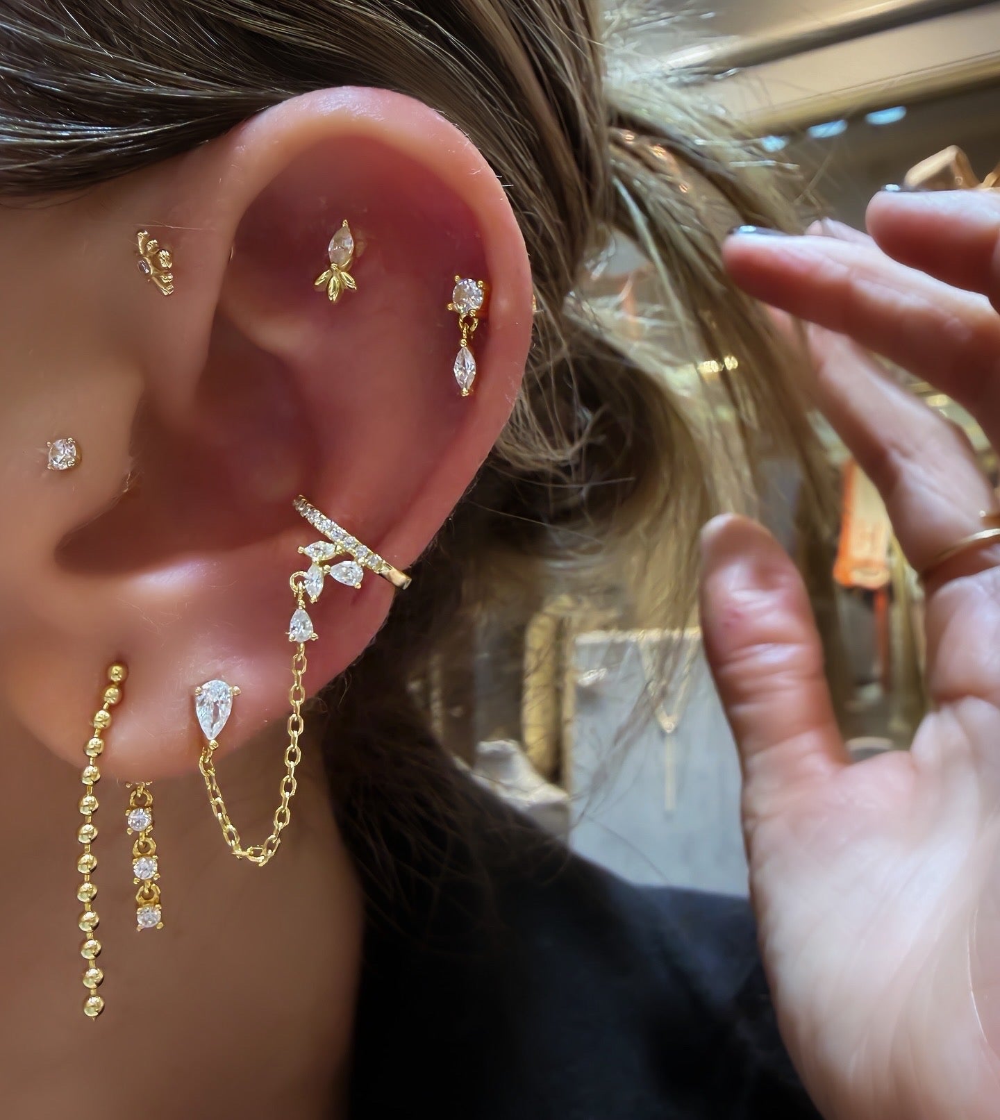 Lucca Drop Cuff Detaylı Küpe