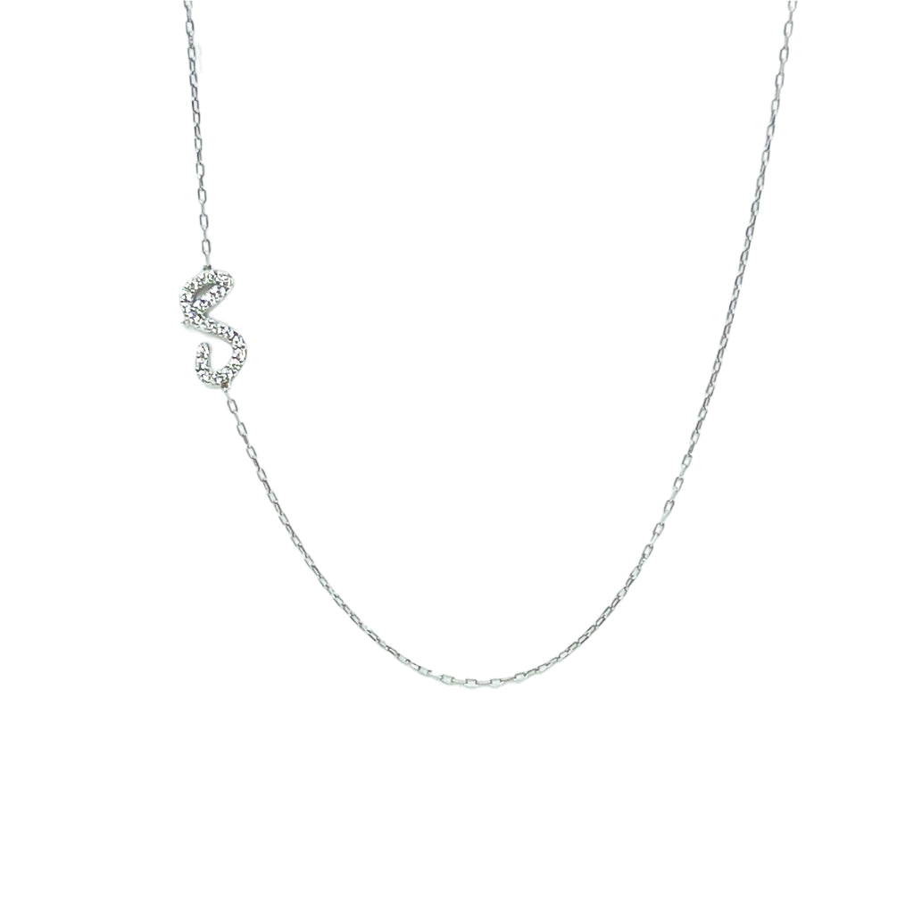 Lora Italic Side Letter Necklace