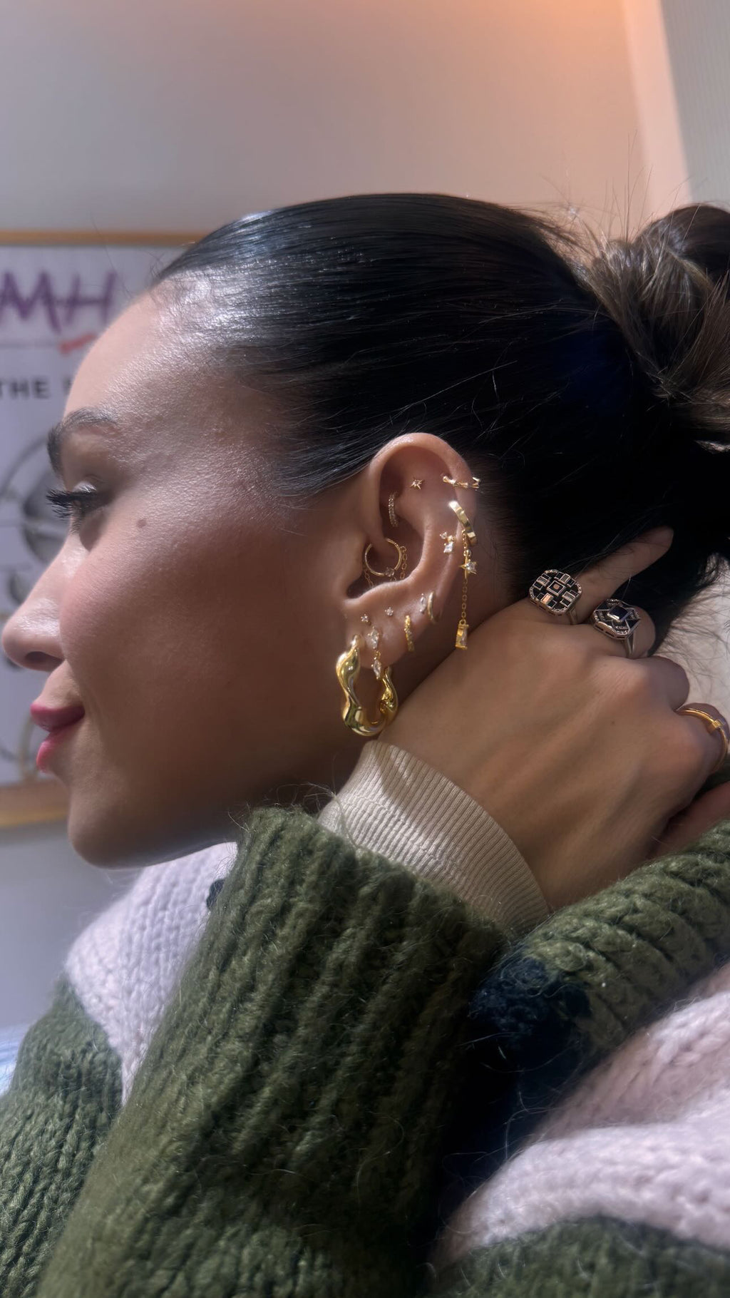 Leonie Burgu Altın kaplama Gümüş Halka Küpe