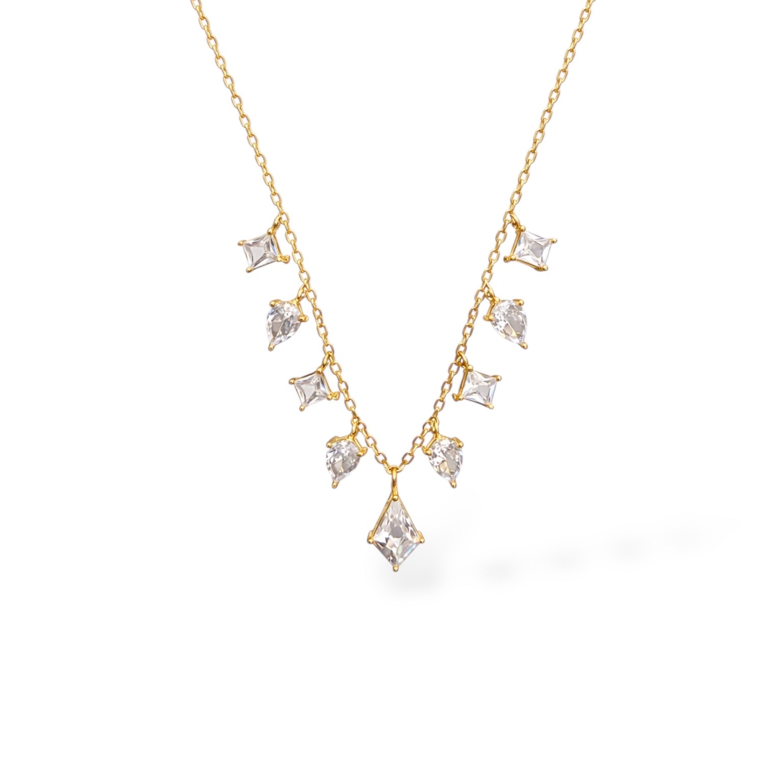 Leoni Çoklu Üçgen detaylı Altın kaplama Gümüş Kolye