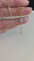 Carla Turkuaz Taş Zincirli Cuff Küpe