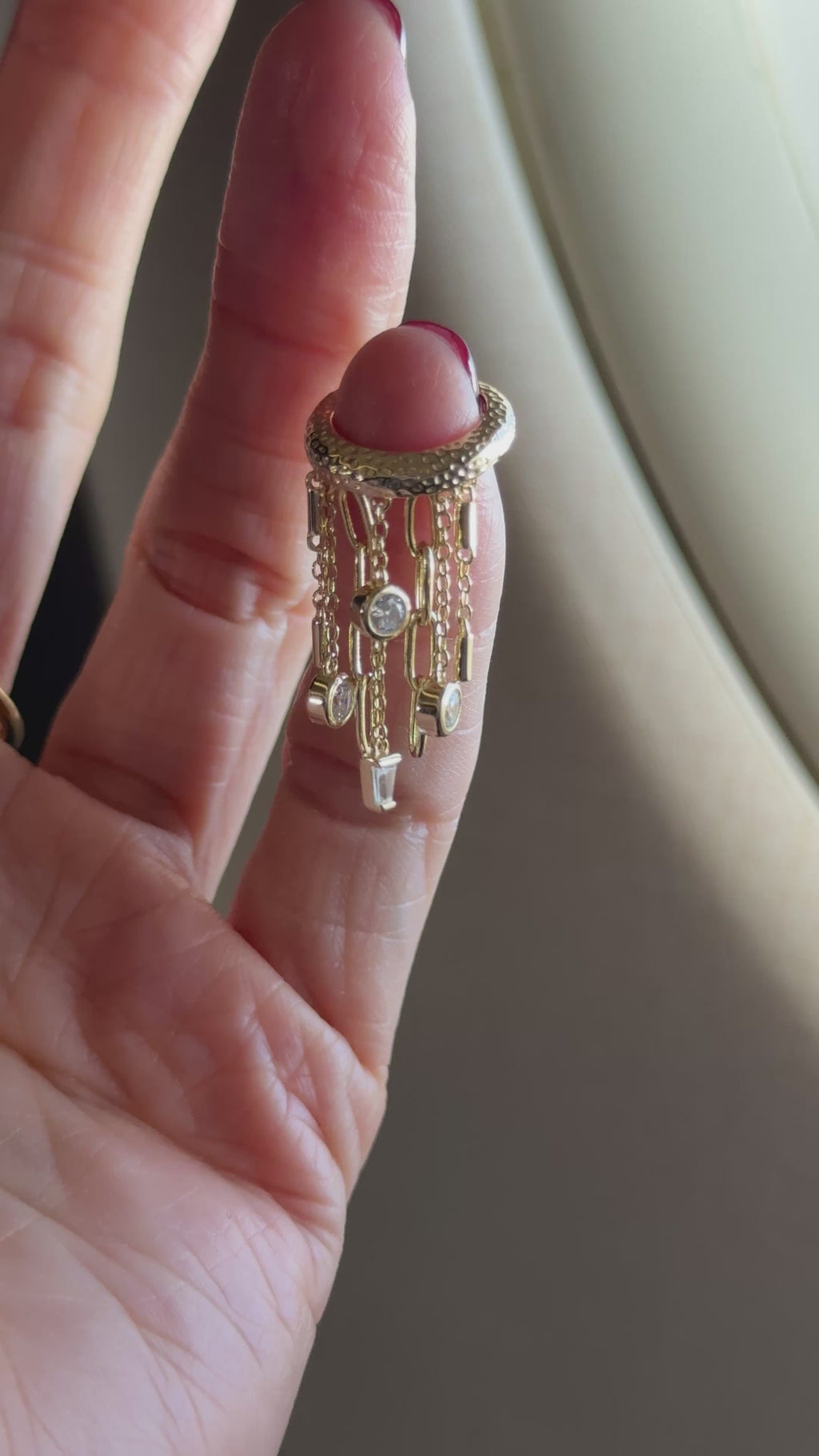 Carla Baget taşlı Zincirli Piercing Küpe