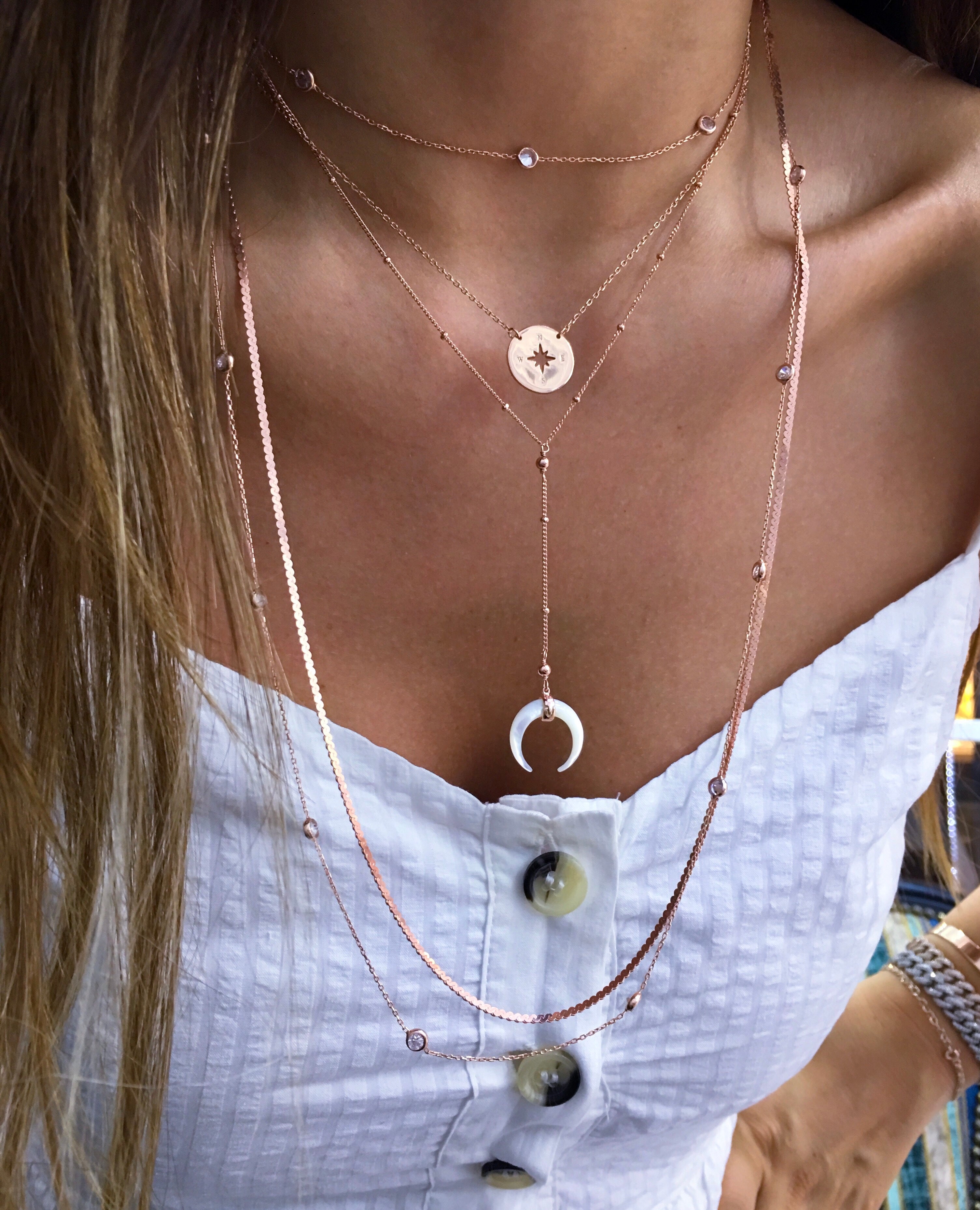 1 m  Beyaz Taş Kolye