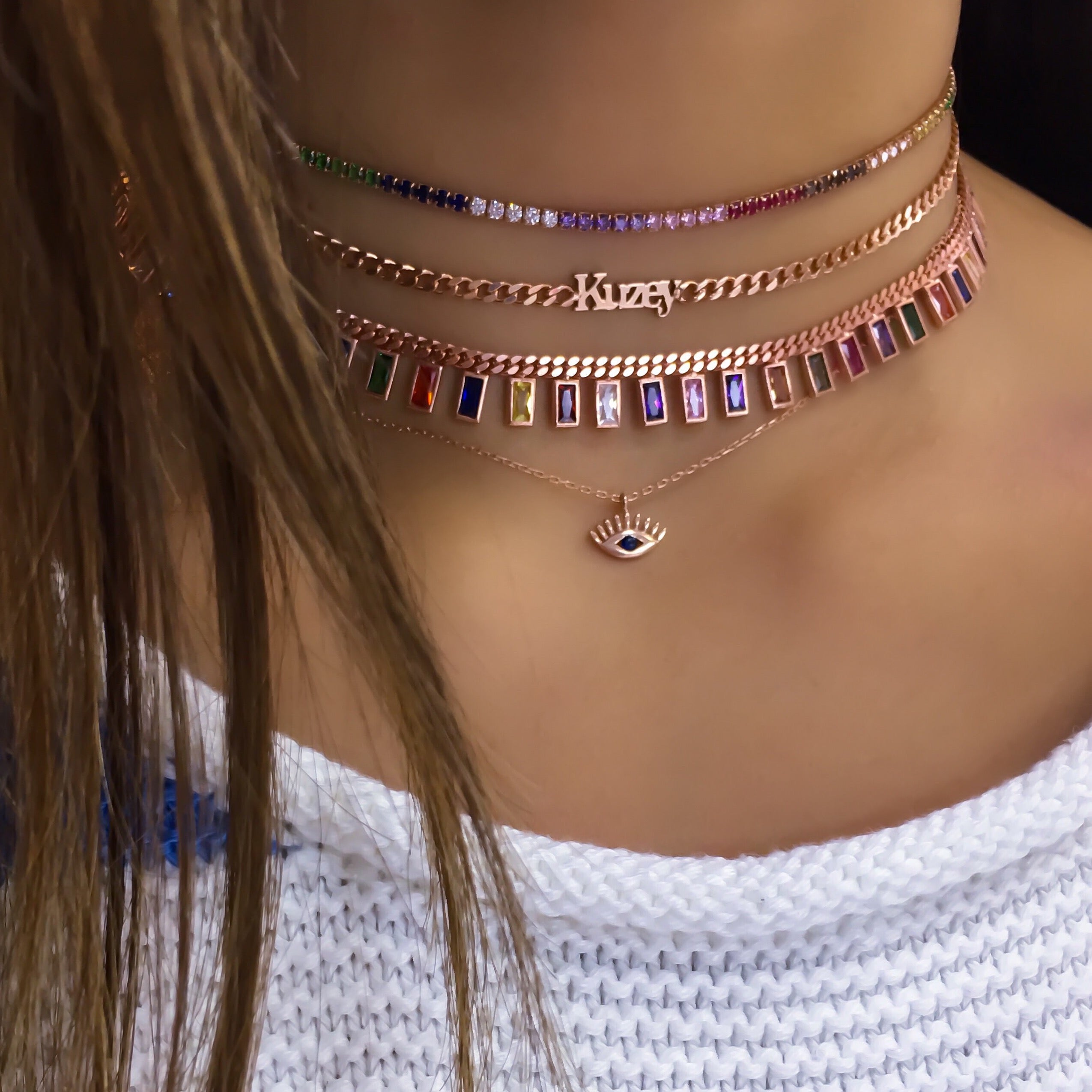 Renkli Taşlı Baget Choker