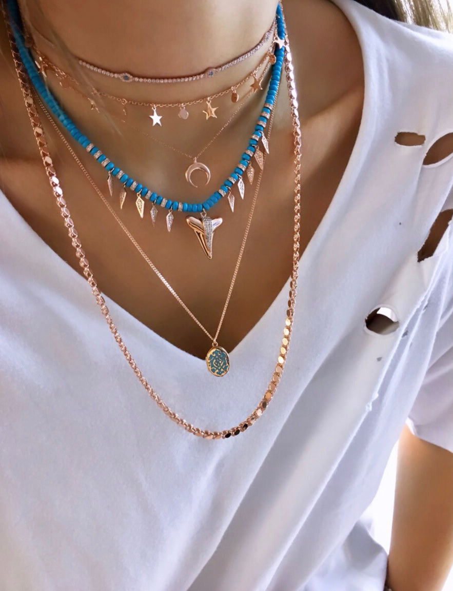 Turkuaz Taşlı 5’li Göz Choker