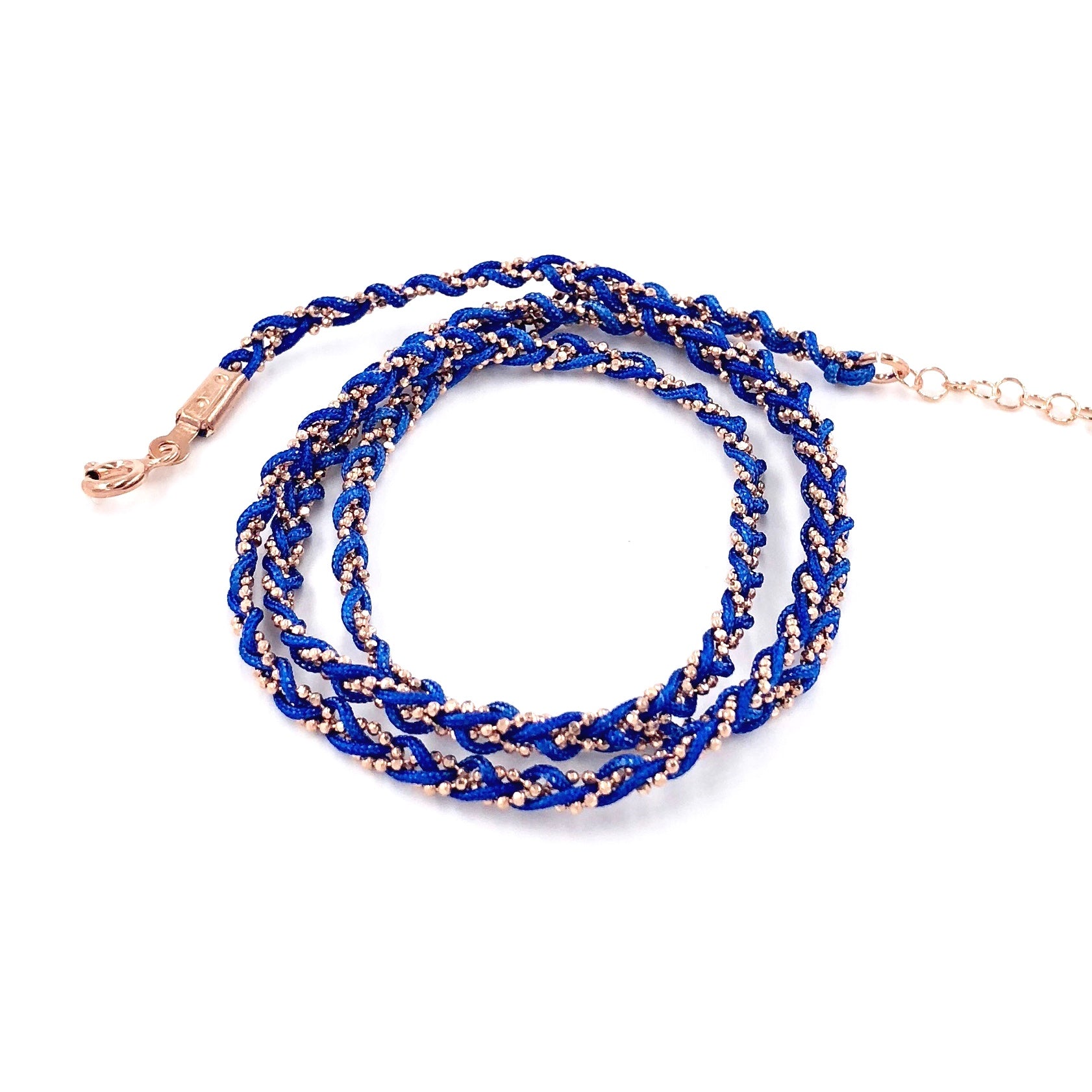 Mavi Gümüş Örme Bileklik