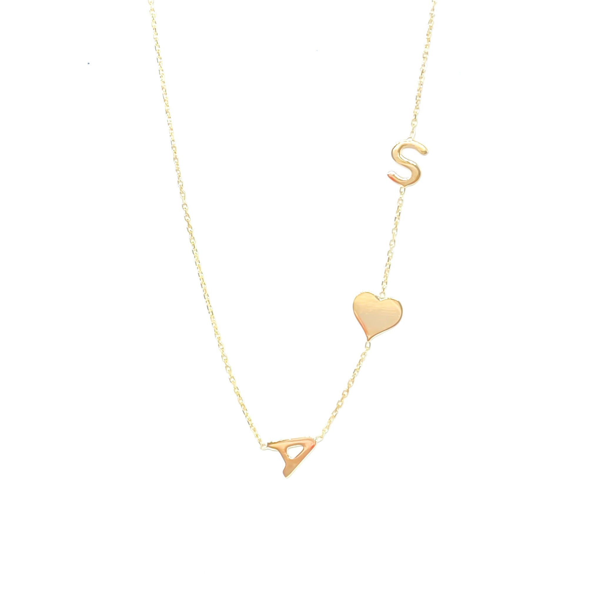 Double Letter Heart Necklace