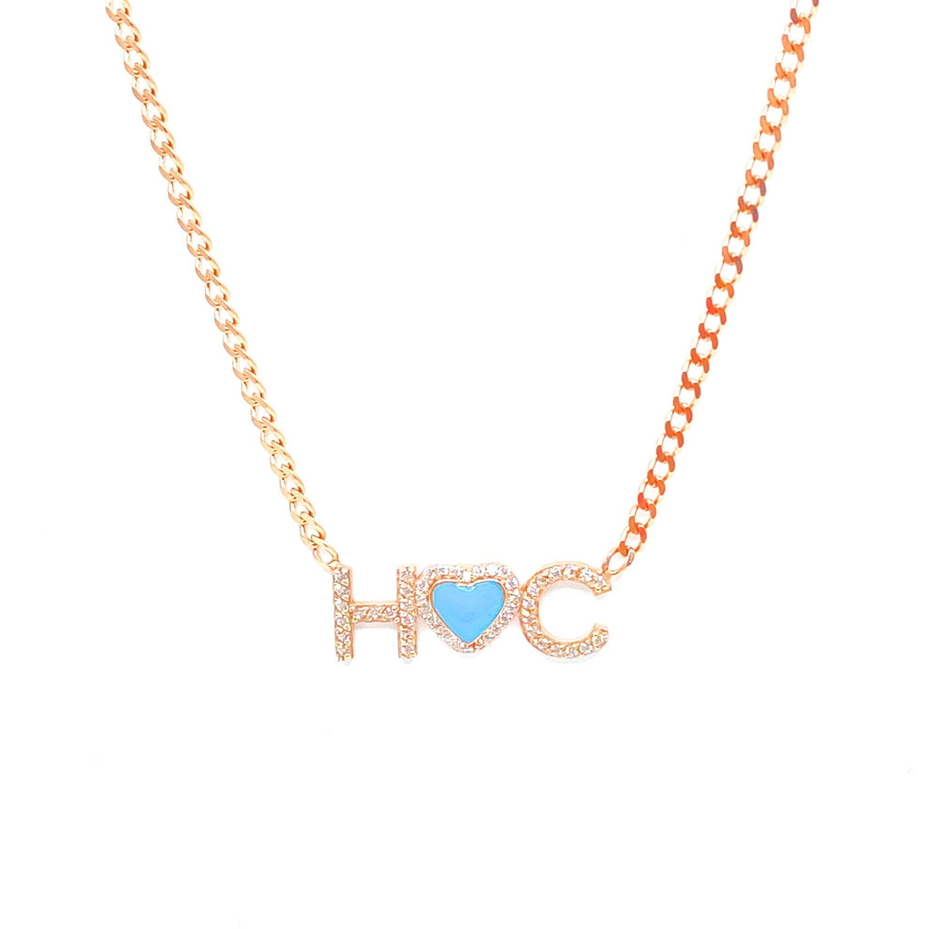 Personalized Double Letter Heart Necklace