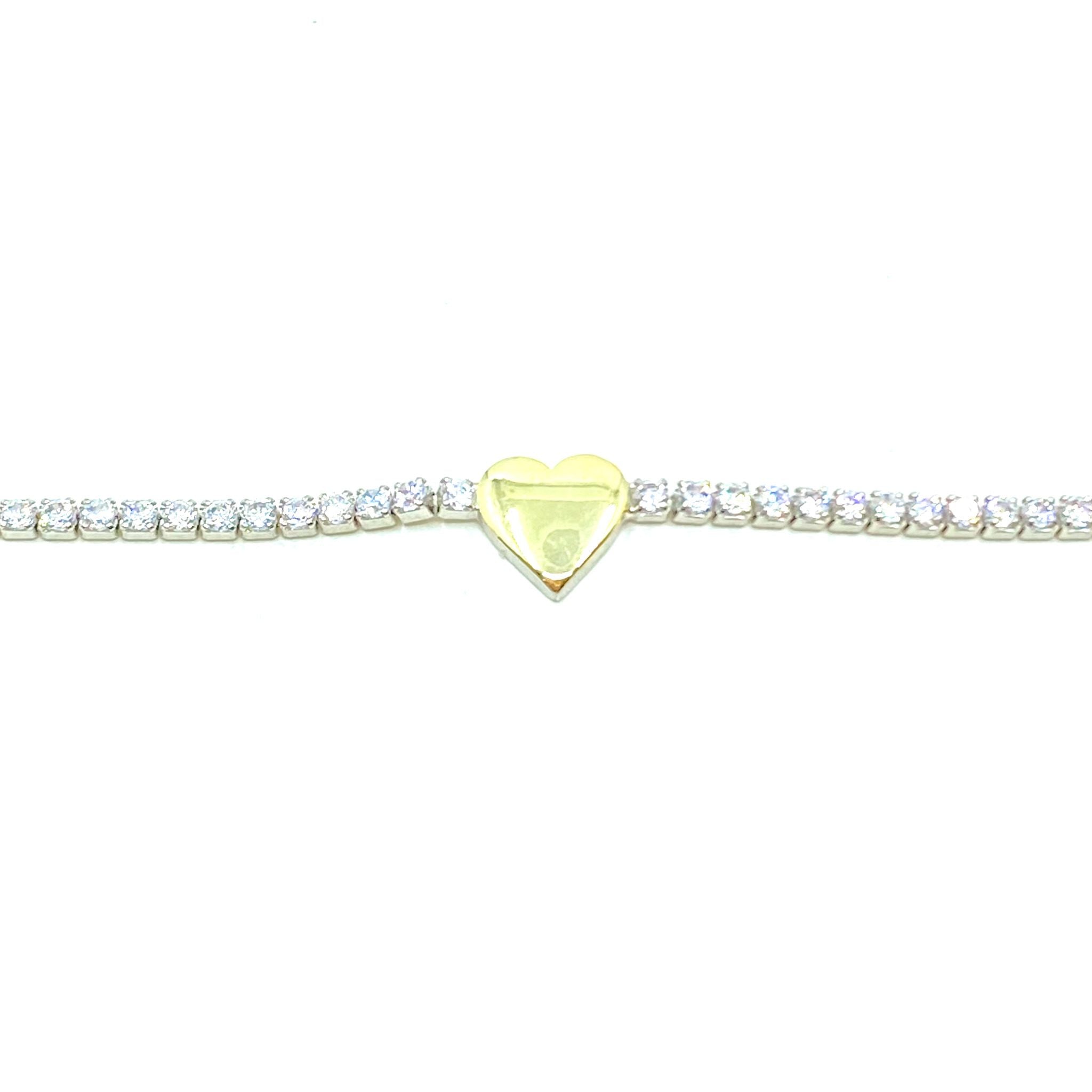 Two Tone Heart Tennis Bracelet
