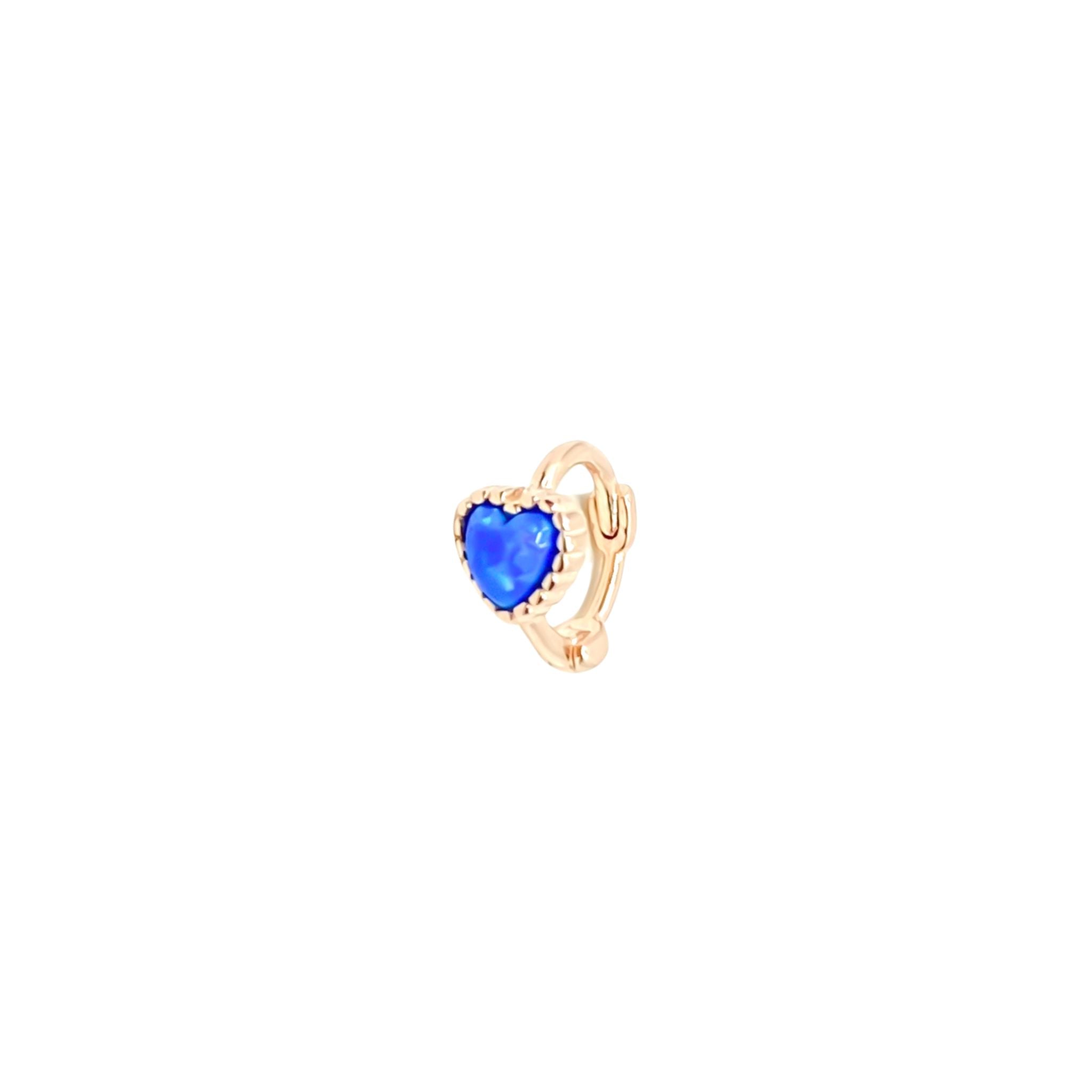 Blue Opal Heart Hoop Piercing