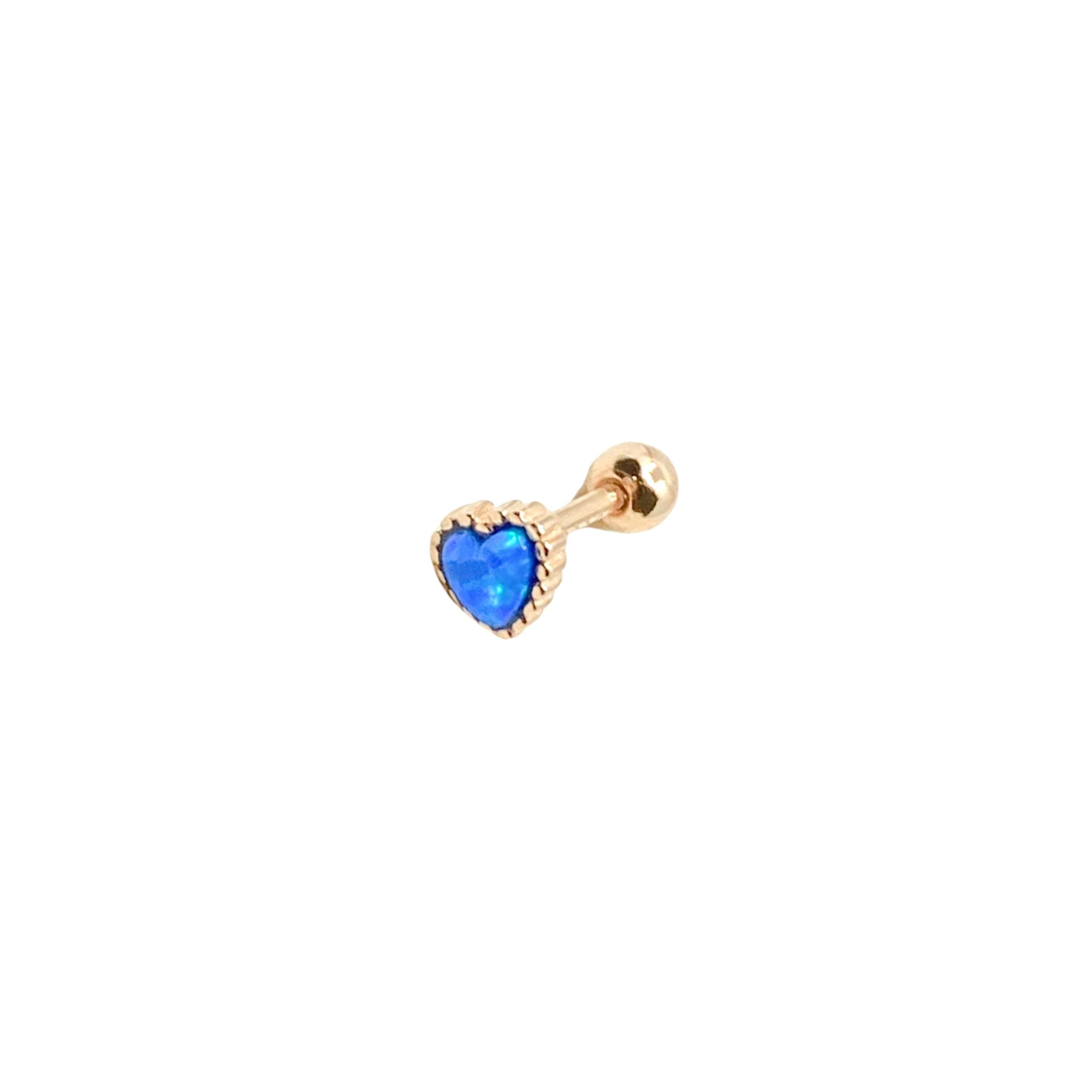 Blue Opal Heart Piercing