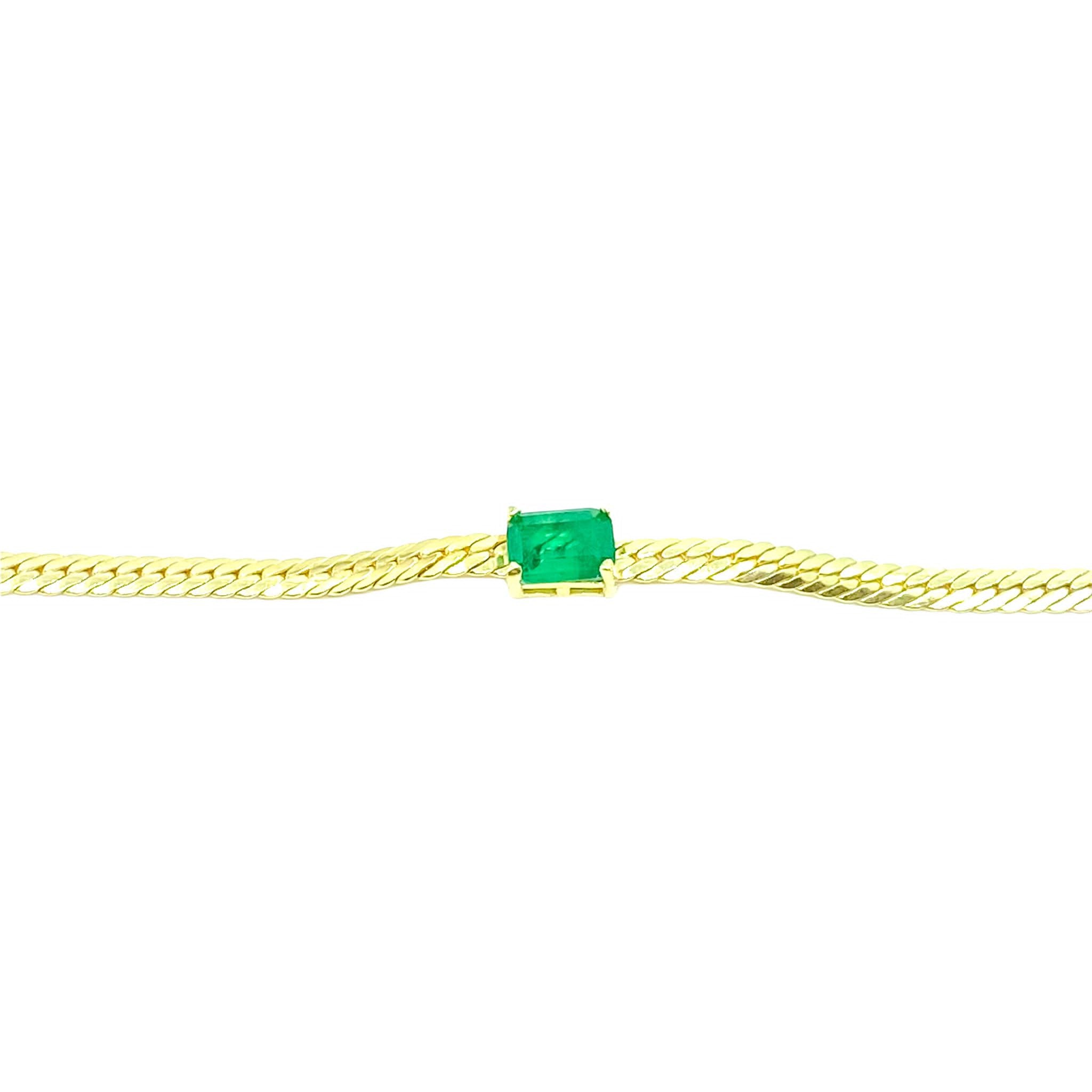 Herringbone Green Baguette Bracelet