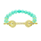 Natural Green Stone Baguette Lock Bracelet
