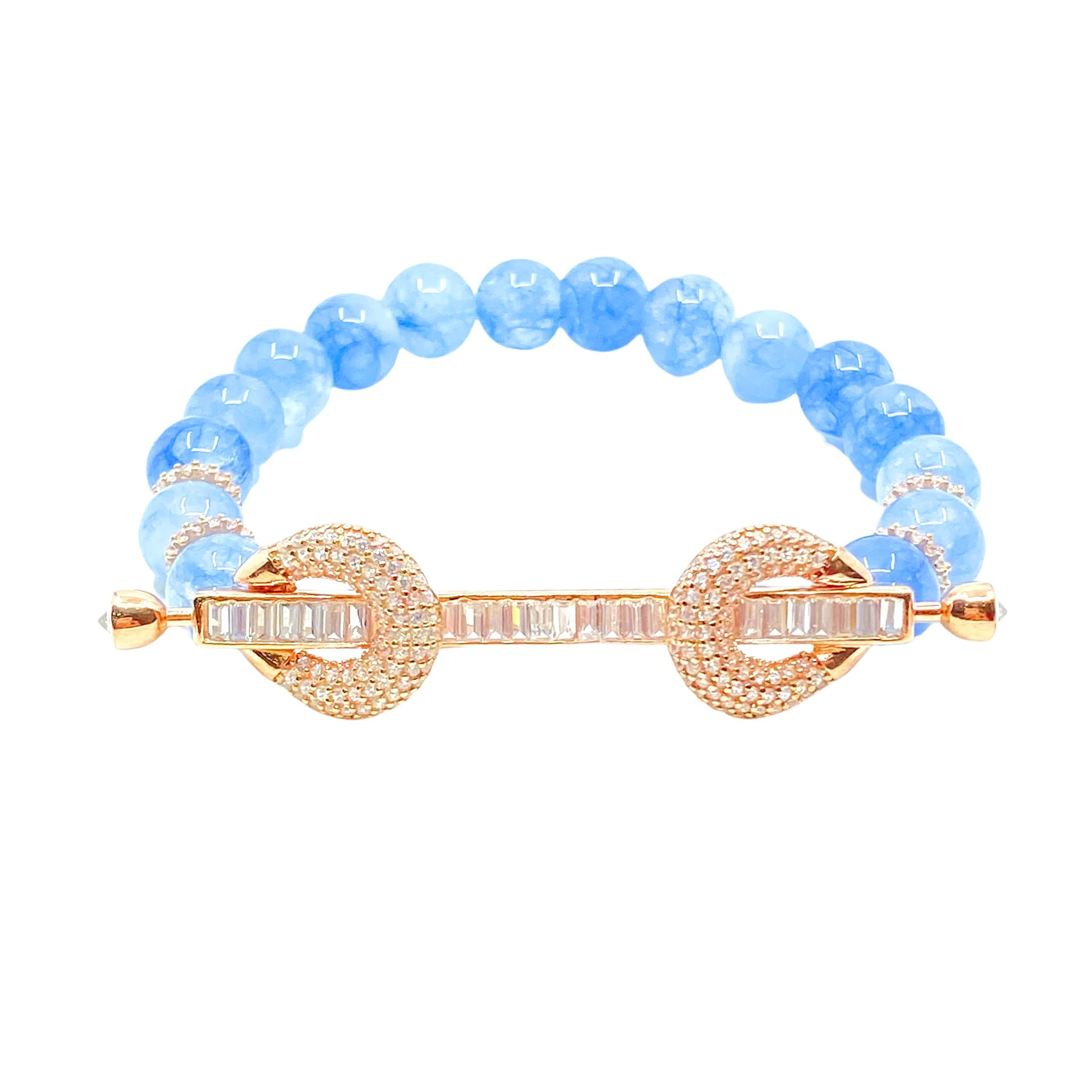 Natural Blue Stone Baguette Lock Bracelet