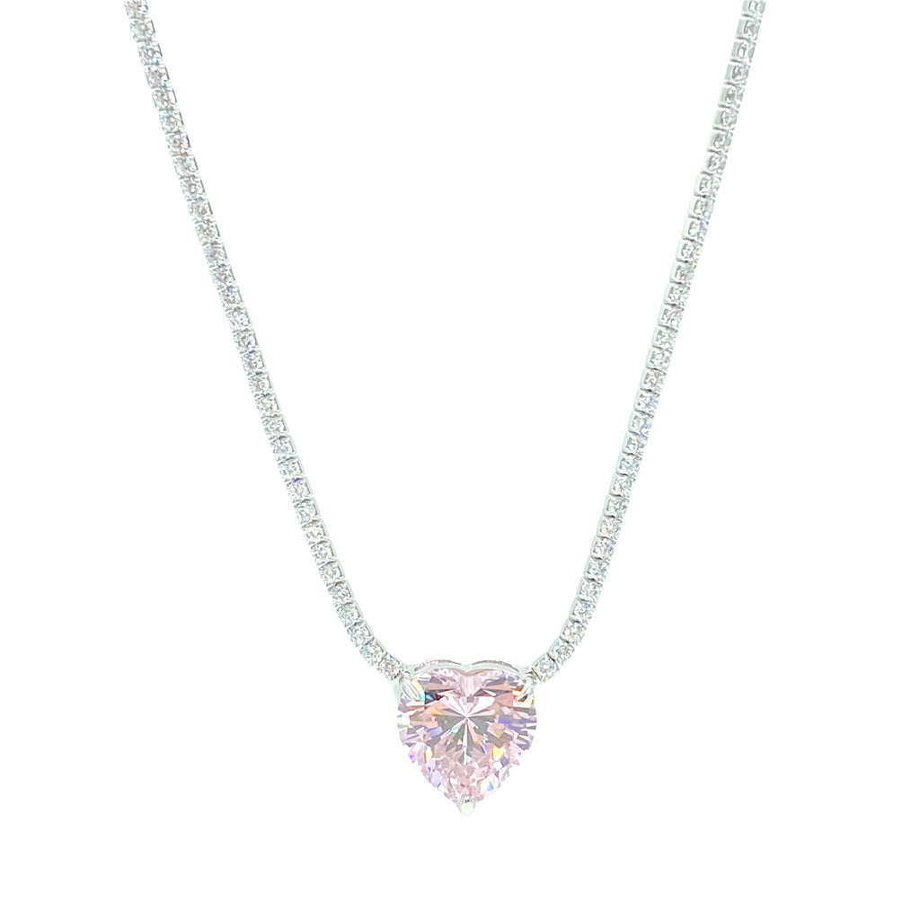 قلادة على شكل قلب وردي على شكل حرف X