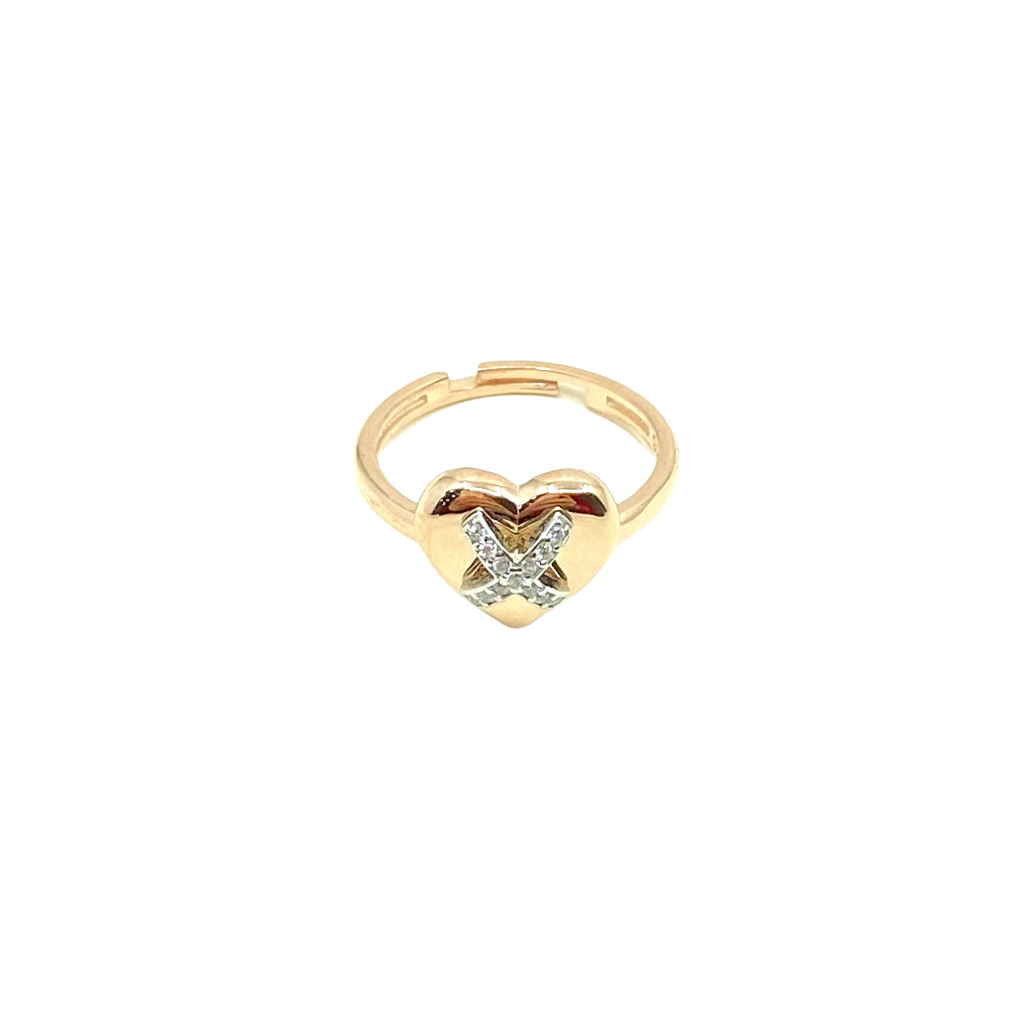 Kelly Two Tone Crossed Heart Ring