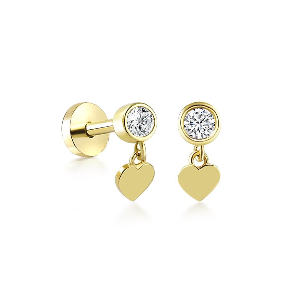 Heart Bezel 14 K Piercing