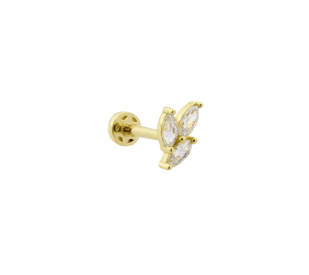 Three Leaf 14 K Gold Piercing