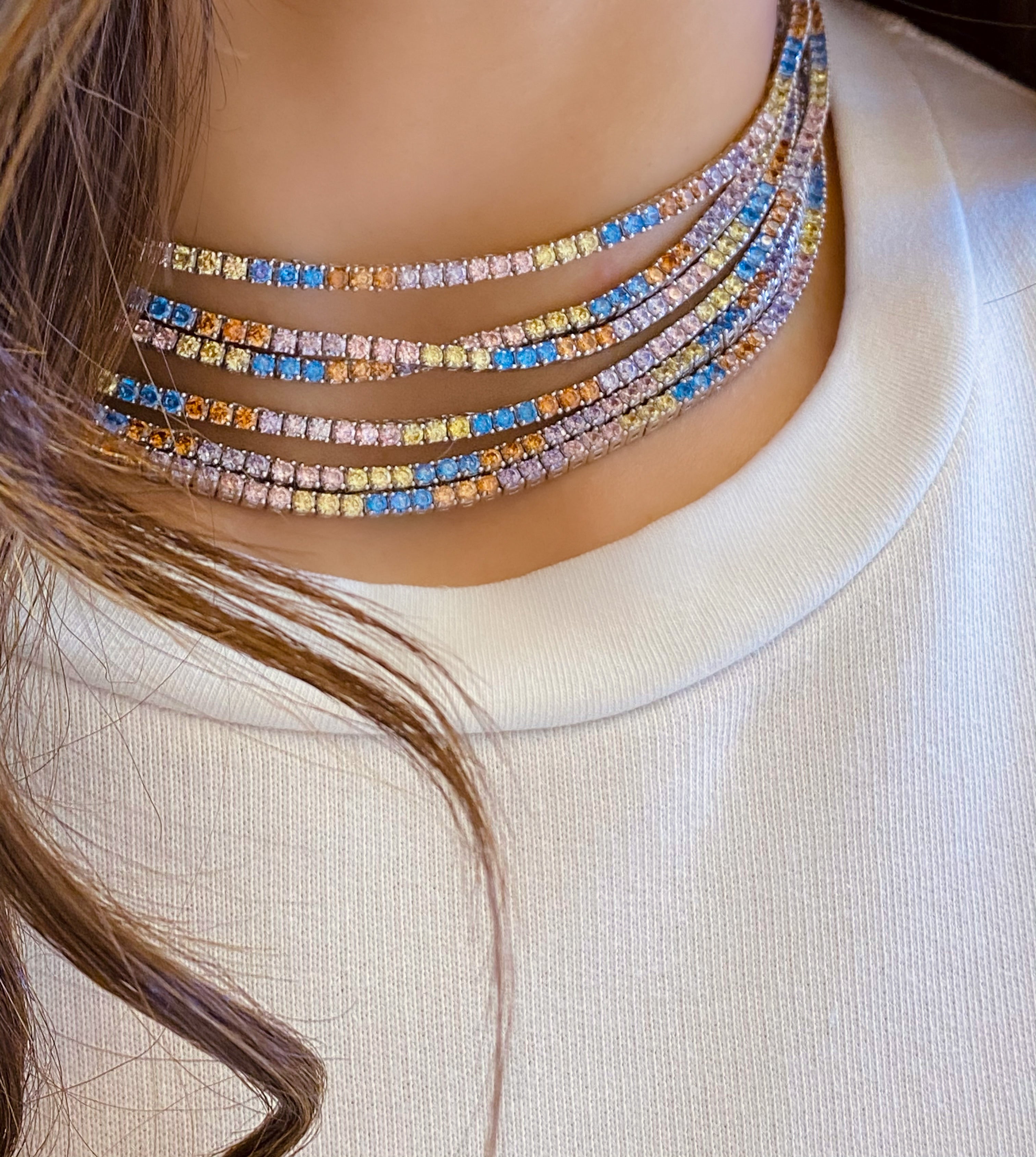 Opak Renkli Suyolu Kolye / Choker