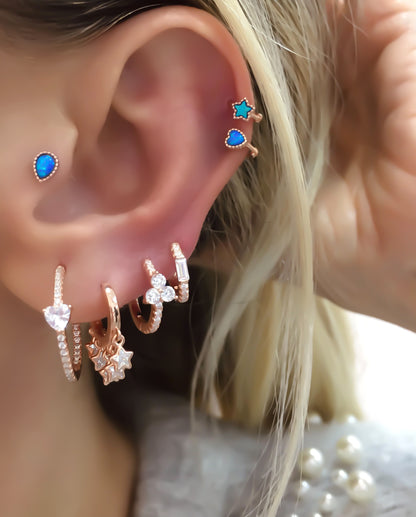 Mavi Opal Yıldız Halka Piercing