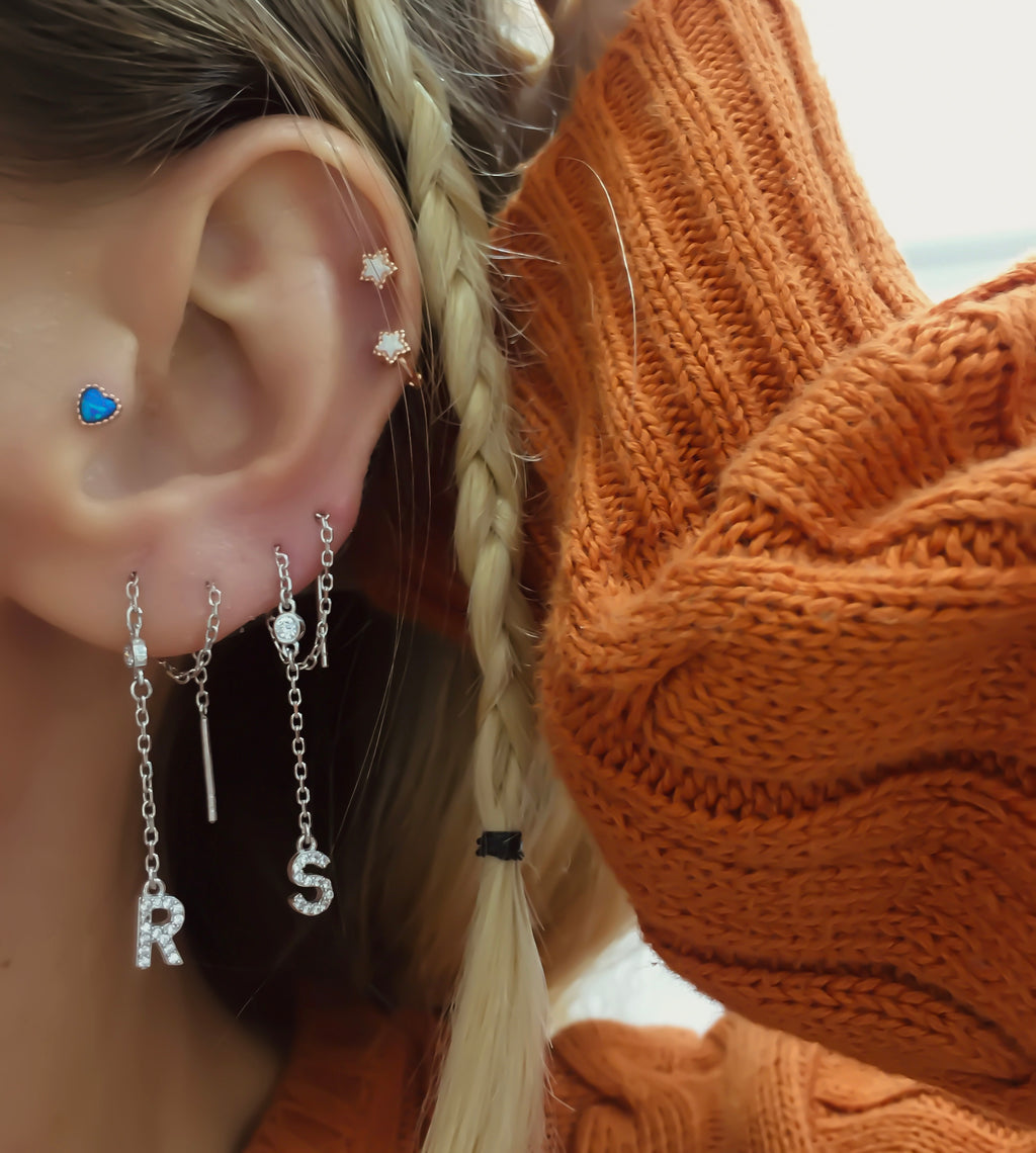 Letter Chain Earring