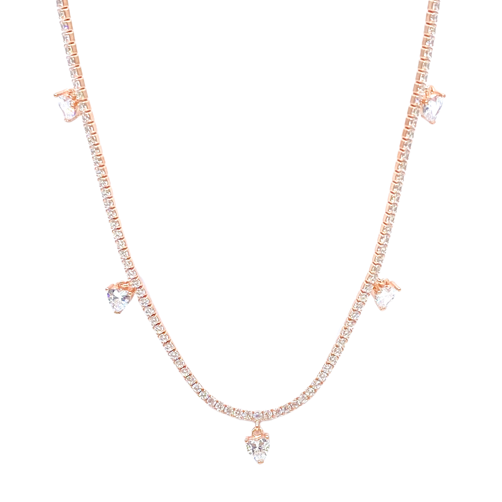 قلادة تنس على شكل خمسة قلوب